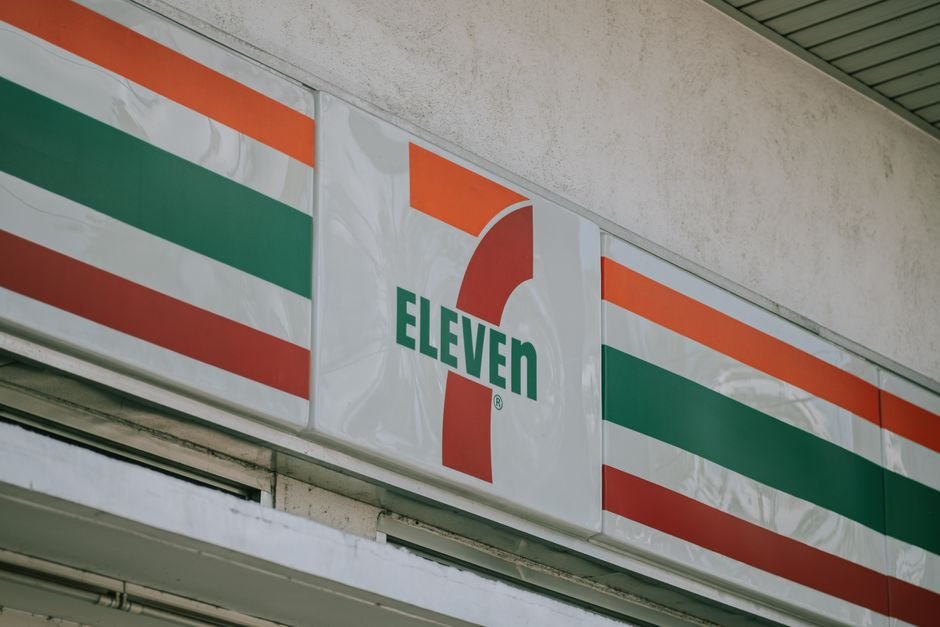 From One Store to Global — Close-up of a convenience store's iconic sign above the entrance.